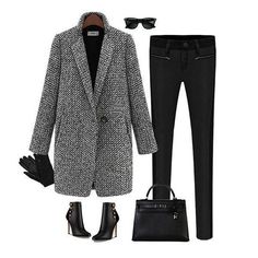 Women Elegant Houndstooth Slim Thick Coat Tailored Houndstooth Outerwear For Winter, Casual Houndstooth Outerwear With Lapel Collar, Casual Outerwear With Houndstooth Pattern And Lapel Collar, Winter Houndstooth Outerwear For Business Casual, Trendy Winter Houndstooth Outerwear, Trendy Houndstooth Winter Outerwear, Elegant Winter Houndstooth Outerwear, Casual Houndstooth Blazer For Fall, Elegant Houndstooth Outerwear For Fall