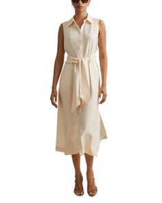 Reiss Petite Morgan Sleeveless Dress Reiss Women, Sleeveless Shirt Dress, Modern Clothing, Clothes Crafts, Beachwear For Women, Modern Outfits, Cream Dress, Sleeveless Shirt, Nice Tops