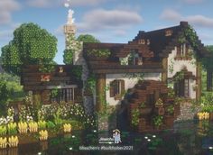 Cottage Minecraft, Cottagecore Minecraft, Community House, Minecraft House Tutorials, Easy Minecraft Houses