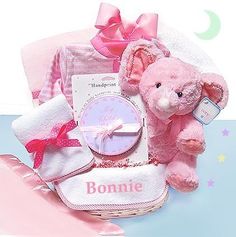 Minky Dots Basket for Girls - Simply Unique Baby Gifts Personalized Gift Basket, Trendy Baby Gifts, Newborn Baby Girl Gifts, Personalized Gift Baskets, Unique Gift Baskets, Girl Gift Baskets, Baby Shower Baskets, Soft Gift, Baby Handprint