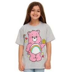 Size: Youth Extra Large Color: Gray, Pink, Yellow & Black Content: 60% Cotton & 40% Polyester Quantity: 1 Care: Machine Wash Cold With Like Colors, Gentle Cycle Only Non-Chlorine Bleach When Needed Tumble Dry Low, Remove Promptly Cool Iron If Needed Do Not Iron Decoration Show off your super sweet personality by wearing this Cheer Bear Care Bear Youth T-Shirt. This graphic t-shirt features Cheer Bear holding a smiling star. She is surrounded by hearts, stars, and a beautiful rainbow resting on two clouds. The rainbow on her belly badge is embroidered for a stylish finish. Pair this shirt with adorable accessories to create an ensemble that spreads tons of joy! Cheer Bear Care Bear, Youth Cheer, Sweet Personality, Cheer Bear, Iron Decoration, Care Bear, Beautiful Rainbow, Iron Decor, Super Sweet