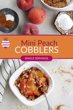 the cover of a cookbook with peaches, oats and other food items