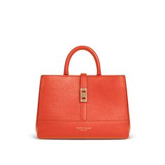 Lola Stampato 10" - Coral Red Top Handle Shoulder Bag In Pebbled Leather, Pebbled Leather Top Handle Shoulder Bag, Elegant Pebbled Leather Satchel With Handles, Pebbled Leather Top Handle Bag For Work, Modern Pebbled Leather Satchel For Shopping, Shopping Pebbled Leather Textured Satchel, Rectangular Pebbled Leather Satchel For Shopping, Formal Tan Pebbled Leather Bag, Top Handle Pebbled Leather Satchel For Shopping