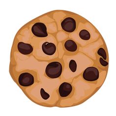 a cookie with chocolate chips on it is shown in this cartoon style, and has been drawn