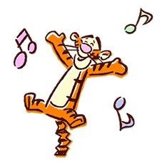 a drawing of a tiger dancing with musical notes in the background