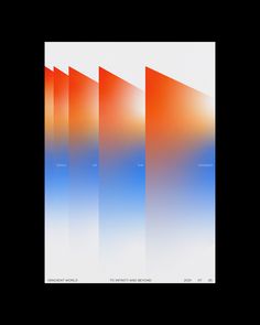 four different shades of blue, orange and white are shown in this graphic art piece