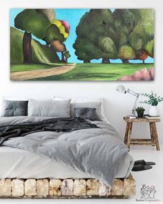 Colorful Tree Paintings Vancouver Spring Abstract, Horizontal Painting, Limited Edition Giclee, Paintings & Prints, Abstract Paintings, Pigment Ink, Tree Painting, Room Lights, Floating Frame