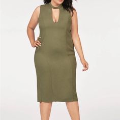 New Sleeveless Midi Dress By Justfab, Size 1x. Green In Color. Small Slit On Back Of Skirt. Zipper On Back. Keyhole On The Front. About 22” Across The Chest And 46.5” From Top To Bottom. Skirt Zipper, Sleeveless Midi Dress, Midi Dress Sleeveless, Colorful Dresses, Midi Dress, Womens Dresses, Zipper, Skirt, Green