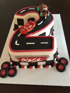 Cars Cake No Fondant, Cars Cake 2nd Birthday, Disney Cars 2nd Birthday Cake, Cars Movie Theme Cake, Red Car Birthday Cake, Car Cakes Design, Disney Cars Birthday Cake Ideas, Cars Disney Birthday Cake, Cars 2 Birthday Cake