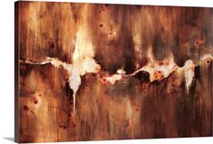 an abstract painting with rust and white paint on the wall, it is very nice to see