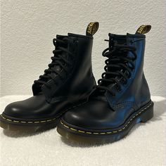 Dr Martens Women 8 Eyelet Boots Color Black 8 Eyelet Nwot Excellent Condition Never Worn Black Fitted Martin Boots With Round Toe, Fitted Black Martin Boots With Round Toe, Classic Black Martin Boots For Winter, Fitted Black Ankle Martin Boots, Classic Lace-up Boots Medium Width, Black Fitted Moto Boots With Round Toe, Fitted Black Moto Boots With Round Toe, Black Fitted Lace-up Boots With Round Toe, Classic Black Combat Boots With Round Toe