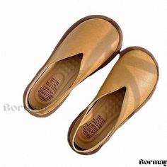 Bormay - Lèfúxié Literary Retro Monoshoes with Shallow Mouth and Low Heels - Elegant Footwear Crafted for Sophisticated Style Shoes Heel, Open Toe Sandals, Outdoor Wear, Sophisticated Style, Low Heels, Low Cut, Wedge Heels, Slip On Sandal, High Top