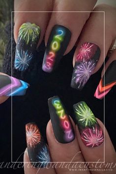 firework nails design new years Fireworks Nails Design, Fireworks Nails, Firework Nail Art, Firework Nails, Year Nails, New Years Nail Art, New Years Nail Designs, New Years Eve Nails, Nail Colors Winter