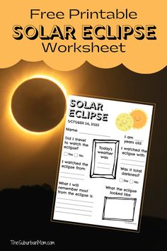 a solar eclipse worksheet with the text free printable solar eclipse worksheet