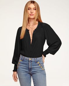 BLACK|1 Romantic Date Night, Romantic Date, Ramy Brook, Madison Avenue, Blue Peach, Romantic Dates, Puff Sleeve Blouse, A Romantic, Date Night