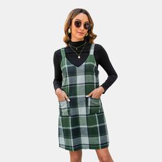 Embrace a touch of vintage charm with our Plaid V-Neck Mini Pinafore Dress from Cupshe. This dress features a classic plaid pattern and a flattering V-neckline, making it a timeless addition to your wardrobe. Step into this pinafore dress and add a dash of retro-inspired style to your everyday look, perfect for those who appreciate a blend of nostalgia and fashion-forward flair. Product code: CAA05A3J059JK/CAA05A3J059EA,CAA05A3J059RA Pinafore Dress, Womens Plaid, Plaid Pattern, Retro Inspired, Everyday Look, Jumpsuit Dress, Sleeve Styles, Fitness Fashion, Fashion Forward