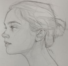 two different views of a woman's face, one in profile and the other in profile