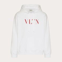 Hooded Sweatshirt With Vltn Print On The Front - Regular Fit - Composition: 94% Cotton, 6% Nylon - Made In Italy Valentino Hoodie, Valentino Heart Sweater, Valentino Tshirt, Valentino Shirt, Abandoned Places, Valentino Garavani, Hooded Sweatshirt, Hooded Sweatshirts, Color White