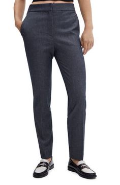 A sleek essential for work or the weekend, these pants feature stretchy suiting fabric, a skinny fit and handy pockets. Zip fly with hook-and-bar closure Front slant pockets; back welt pockets 62% polyester, 34% viscose, 4% elastane Dry clean or machine wash, tumble dry Made in Turkey Modern Slim Fit Workwear Pants, Modern Mid-rise Workwear Bottoms, Modern Mid-rise Workwear Pants, Slim Fit Straight Leg Dress Pants For Work, Slim Fit Mid-rise Bottoms For Workwear, Business Casual Slim Fit Mid-rise Dress Pants, Mid-rise Fitted Business Bottoms, Modern Slim Fit Dress Pants For Work, Tailored Mid-rise Dress Pants With Welt Pockets