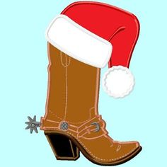 a boot with a santa hat on it