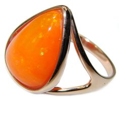 Handmade Unique 925 Sterling Silver ring with unique one of a kind Mexican Fire Opal,  6.30 grams of marvelous handcrafted jewelry design. Only one piece availble ready to ship! It's unique worldwide ring - simply piece of art in world of fine jewelry. California Dream Mexican Opal  18K Rose Gold over .925 Sterling Silver handcrafted Ring size 9  RING DETAILS: Weight: 6.30g; Size: 9; Ring Type: Statement; Material: Sterling Silver; Main stone: Mexican Fire Opal; Dimension: L - 3/4, W - 5/8, T - Pear-shaped Orange Jewelry Gift, Orange Pear-shaped Jewelry For Gifts, Orange Ring, Mexican Opal, Unique Silver Jewelry, Pear Shaped Ring, Handcrafted Rings, Ring Photos, Online Jewelry Store