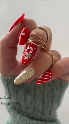 15 Christmas Nails Trendy Styles – Get Ready to Dazzle! 💅 Get ready to shine this holiday season with these Christmas Nails Trendy styles that everyone is raving about! From classic Christmas Nails Acrylic to stunning Christmas Gel Nails, there\'s a look for every occasion. 🎅✨ Looking for festive December Nails or sleek Winter Nails Acrylic? We\'ve got you covered. Embrace the holiday spirit with Xmas Nails and creative Christmas Nail Designs that will take Her Nails to the next level. Try Re... Candy Cane Nails, Red Christmas Nails, Christmas Nails Easy, Cute Christmas Nails, Christmas Gel Nails, Gold Nail, Christmas Nail Art Designs, Fake Nails With Glue, Christmas Nails Acrylic