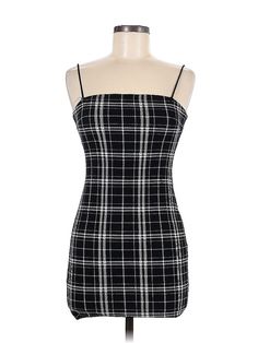 Shein Casual Dress Size: X-Small Black Dresses - used. 95% POLYESTER, 5% SPANDEX, Mini, Square, Checkered/Gingham, Short, Sleeveless | Shein Casual Dress: Black Checkered/Gingham Dresses - Size X-Small Sleeveless Black Plaid Dress For Spring, Black Mini Length Plaid Dress For Spring, Spring Black Plaid Mini Length Dress, Spring Black Plaid Mini Dress, Black Plaid Mini Dress For Summer, Black Plaid Mini Dress For Spring, Sleeveless Plaid Mini Dress For Date Night, Plaid Sleeveless Mini Dress For Date Night, Chic Black Sleeveless Plaid Dress