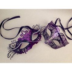 Purple masquerade mask Luxury filigree laser cut metal Black Purple... (2.965 ISK) ❤ liked on Polyvore featuring costumes, masquerade halloween costume, purple halloween costumes, party costumes, masquerade costume and party halloween costumes Purple Couple, Purple Masquerade Mask, Purple Masquerade, Couples Masquerade Masks, Ball Mask, Female Mask, Mask Costume, Mask Masquerade