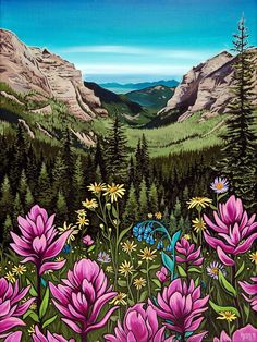 Canyon-PaintbrushWEB.jpg Rachel Pohl, Amazing Landscaping Ideas, Indian Paintbrush, Big Wall Art, Afrocentric Art, Recycled Cardboard, Spring Painting, Mountain Paintings