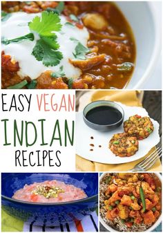 4 Super Easy Vegan Indian Recipes - includes slow cooker recipes too! | Healthy Slow Cooking Vegan Indian Dishes, Vegan Diet Recipes, Vegan Indian Recipes, Vegetarian Indian, Vegan Curry, Recipes Indian, Makanan Diet, Best Vegan Recipes, Indian Food Recipes Vegetarian