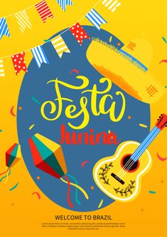 a poster with the words festa latina and an image of a ukulele