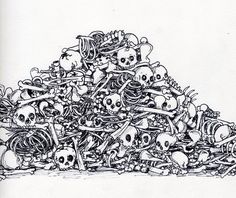 a pile of skulls sitting on top of each other