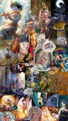 an image of many different paintings on the same piece of art, including pictures and text