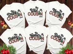 Celebrate the holiday season with our Funny Christmas cousin shirt! Perfect for family gatherings, these matching cousin crew shirts make a fun statement for your festive get-togethers and ideal for capturing those special family moments. Dress your group in these cheerful holiday tees and create lasting memories together! Christmas Vinyl Shirts Cousin, Funny Cousin Christmas Shirts, Cousin Christmas Shirts Funny, Cousins Shirts, Cousin Crew Shirts, Holiday Tees, Cousin Crew, Family Moments, Crew Shirt