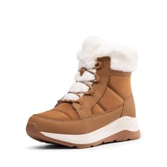 PRICES MAY VARY. Warmth & Comfort: These women’s snow boots are lined with thick faux fur to keep feet warm and protected during the cold-weather season. Water Resistant Upper: Wear these winter boots to keep your feet dry in the snow so you can tread easily whether you are heading to work or just taking a winter walk. Slip Resistant Sole: The outsoles of these snow boots have a textured pattern and are made of TPU and PU for greater traction on different terrains. Lace-Up Closure: Adjust the la Snow Boots Outfit, Hiking Winter, Comfortable Wedges, Snow Outfit, Cold Weather Boots, Tan Boots, Winter Walk, Winter Snow Boots, Boots Outfit