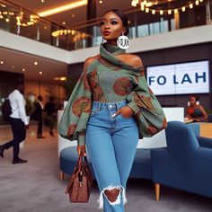 FOLAH SIGNATURE | Ankara style inspirations for my baddies 🥵 you self Dey feel am?say the truth 😁 what do you think ?😌 which one is your favorite 🤩 Don’t… | Instagram African Top Styles, African Tops For Women With Jeans, Afrochic Fashion, African Print Tops With Jeans, African Attire Tops, Ankara Top Styles For Jeans, Folah Signature, Ankara Tops With Jeans, Tops African Print