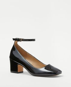 Our glossy patent ankle strap pumps feature a standout block heel that rises to any occasion. Square toe. Adjustable side buckle for secure fit. Padded footbed for complete comfort. 2 1/2" heel.,Imported:Imported,Fabrication:Faux Leather Patent Ankle Strap High Block Heel Pumps by Ann Taylor Size regular - 8 1/2 Black Women's High, High, Heels, Pumps, Footwear, Faux, Leather High High Heels, Block Heel Pumps, Ankle Strap Block Heel, Black Leather Pumps, Round Toe Pumps, Cute Heels, Ankle Strap Pumps, Strap Pumps, Pretty Clothes