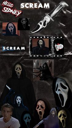 the scream movie poster has been altered to look like it is being watched by people