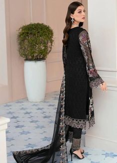 Pakistani Boutique, Pakistani Designer Clothes, Organza Shirt, Chiffon Sleeves, Organza Sleeves, Chiffon Collection, Embroidered Chiffon, Embroidered Organza, Chiffon Dupatta