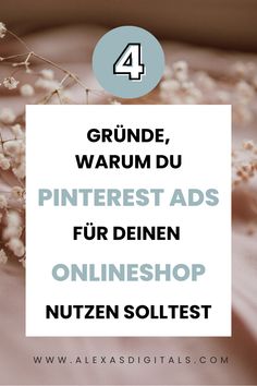 the text reads, grunde warnum du pinterest ads fur deinen online