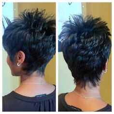 Short Hairstyle Women Pixie Edgy, Brunette Lob, Short Black Hair, Edgy Pixie, Pixie Haircut For Thick Hair