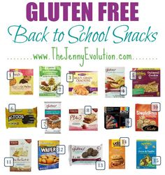 back to school snacks with the text, gluten free back to school snacks