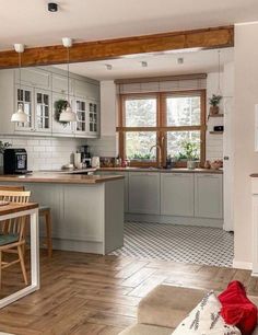 the kitchen is clean and ready to be used as a dining room or living room