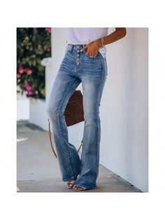 About this item
Fabric: COTTON 97%;SPANDEX 3%.These trendy jeans are made from super stretch washed denim that's soft, comfortable, lightweight, flexible, breathable to wear.
Features: Bootcut Jeans / Bell-bottomed Jeans / Button Fly Jeans for Women / High Waist / Casual / Fashion / Mom Jeans / Tummy control / Knee Tight / Flared Jeans / Zip Closure/ Distressed Western Jeans
Matching: These stylish jeans are perfect for basic blouses, camisoles, T-shirts, etc. It is stylish with high heels, and Lounge Trousers, Vintage Street Style, Womens Flare Jeans, Comfortable Lounge, Denim Flare Jeans, Comfortable Pants, Moda Jeans, Slim Denim, Long Jeans