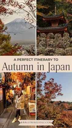 an autumn in japan collage with text overlay