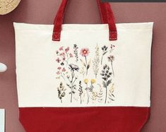 Bolso de mano floral, regalo amante de las flores, bolso de flores, bolsa de tela floral, bolsa de mercado de flores, bolsa de lona floral, bolsa de compras de flores, bolsa de mano de plantas - Etsy White Floral Print Bags As Gifts, Red Bags For Spring Season Gift, Spring Gift Bag Reusable, Spring Gift Reusable Bag, Red Floral Print Bags For Daily Use, Daily Use Red Floral Print Bags, Red Floral Print Tote Bag, Red Flower-shaped Bags For Gifts, Red Floral Print Summer Bag