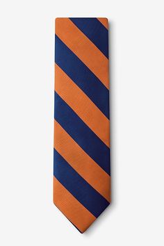 Orange And Navy Stripe Tie Classic Tie With Vertical Stripes, Classic Vertical Stripe Tie, Classic Vertical Striped Tie, Classic Suit And Tie Accessories With Vertical Stripes, Classic Ties With Vertical Stripes, Classic Striped Standard Tie, Classic Black Tie With Vertical Stripes, Classic Vertical Stripes Tie For Black Tie Events, Classic Vertical Stripes Ties For Black Tie Occasions