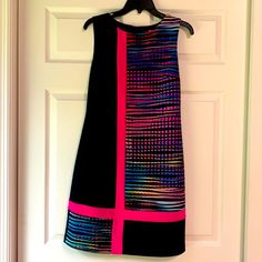 Never Worn - In Perfect Shape. Pink And Black Flattering Shift In Stretchy Material. Joseph Ribkoff Dresses, Pink Sleeveless Dress, Joseph Ribkoff, Size 8 Dress, Black And Pink, Pink And Black, Stretchy Material, Sleeveless Dress, Black Pink