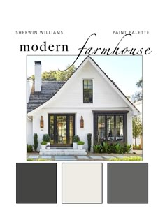 the modern farmhouse house is featured in this magazine, and it's white with black trim