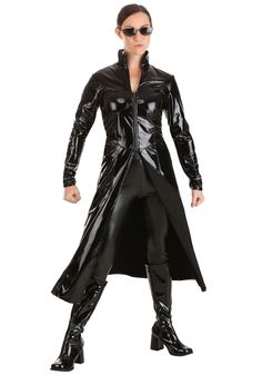 PRICES MAY VARY. Size: Medium COSTUME INCLUDES: This The Matrix Trinity adult costume is officially licensed from the movie and features a shiny black jacket and a pair of black sunglasses. FROM FUN COSTUMES: Halloween Costumes are what we do and we're proud to offer an epic selection of costumes for the most popular characters from TV, movies, and more. We love The Matrix as much as you do, so we are very excited to offer fans our licensed Trinity costume for women! AUTHENTIC DETAILS: This adul Trinity Costume, The Matrix Trinity, Matrix Trinity, Kitchen Opening, Fun Costumes, Popped Collar, Black Overcoat, Costume For Women, Popular Characters